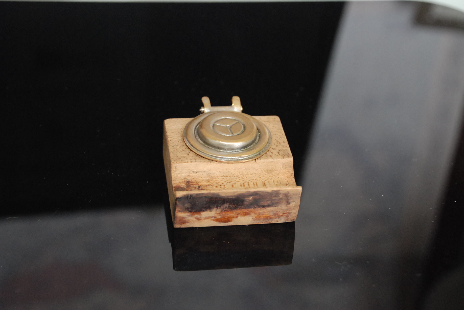 Second Time Ticking Wood Oil Cup with Flip Top