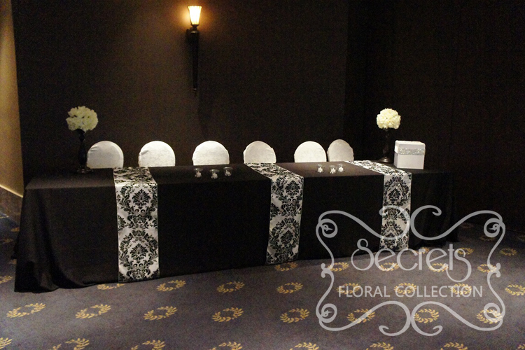 A Black and White Damask Wedding Reception Decoration Toronto Wedding
