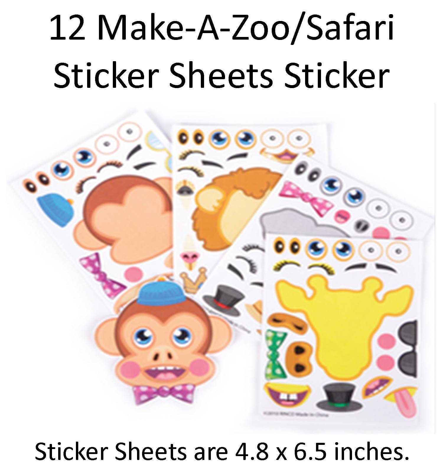 Zoo Animal Stickers & Wikki Stix Party Favor Pack Secret Surprise Sack