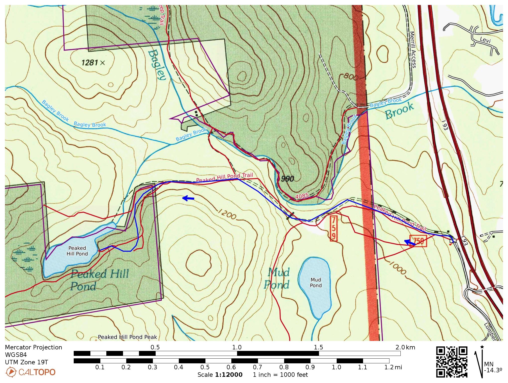 Hiking to Peaked Hill Pond