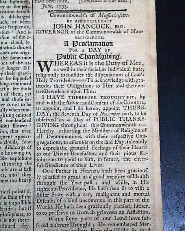 Death of John Hancock in his hometown newspaper...
