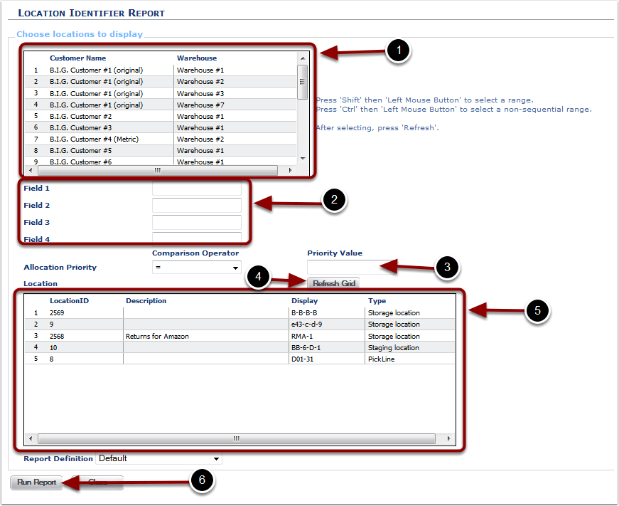Reports > Locations > Location Identifier