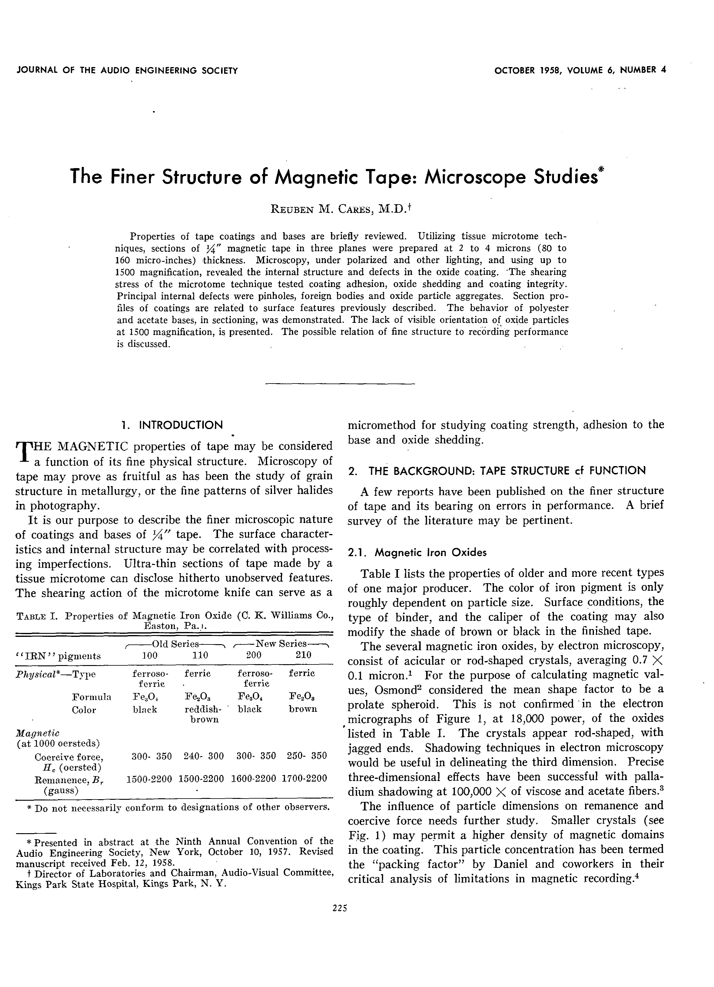 AES ELibrary » The Finer Structure of Tape Microscope Studies