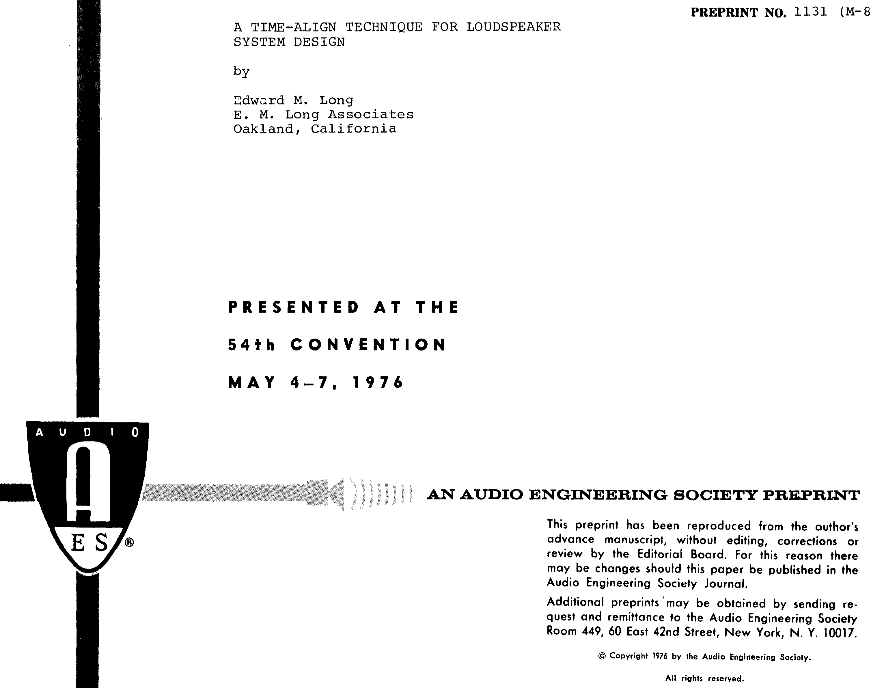 AES ELibrary » A TimeAlign Technique for Loudspeaker System Design
