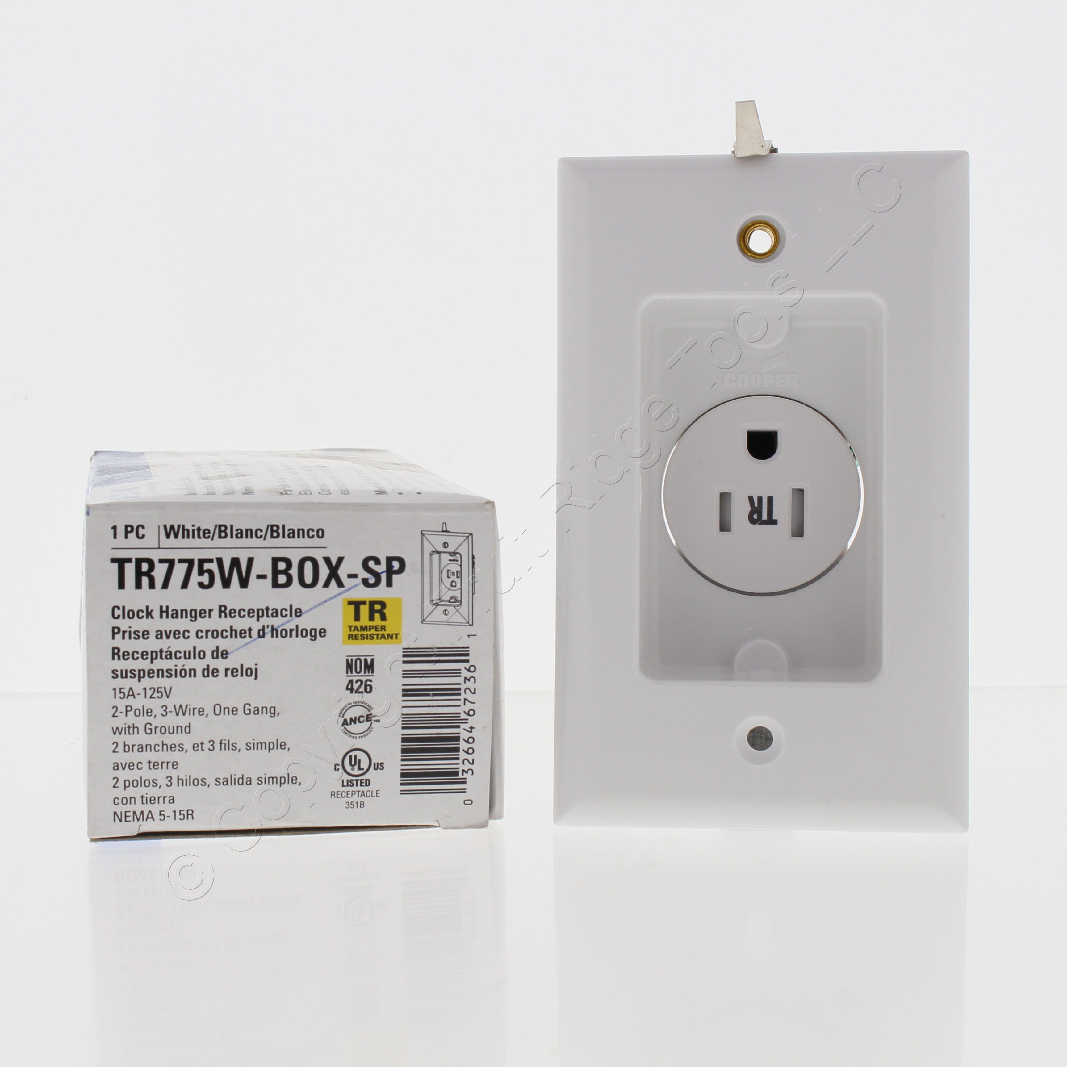 New Eaton White Tamper Resistant Clock Hanger Outlet Receptacle 515R