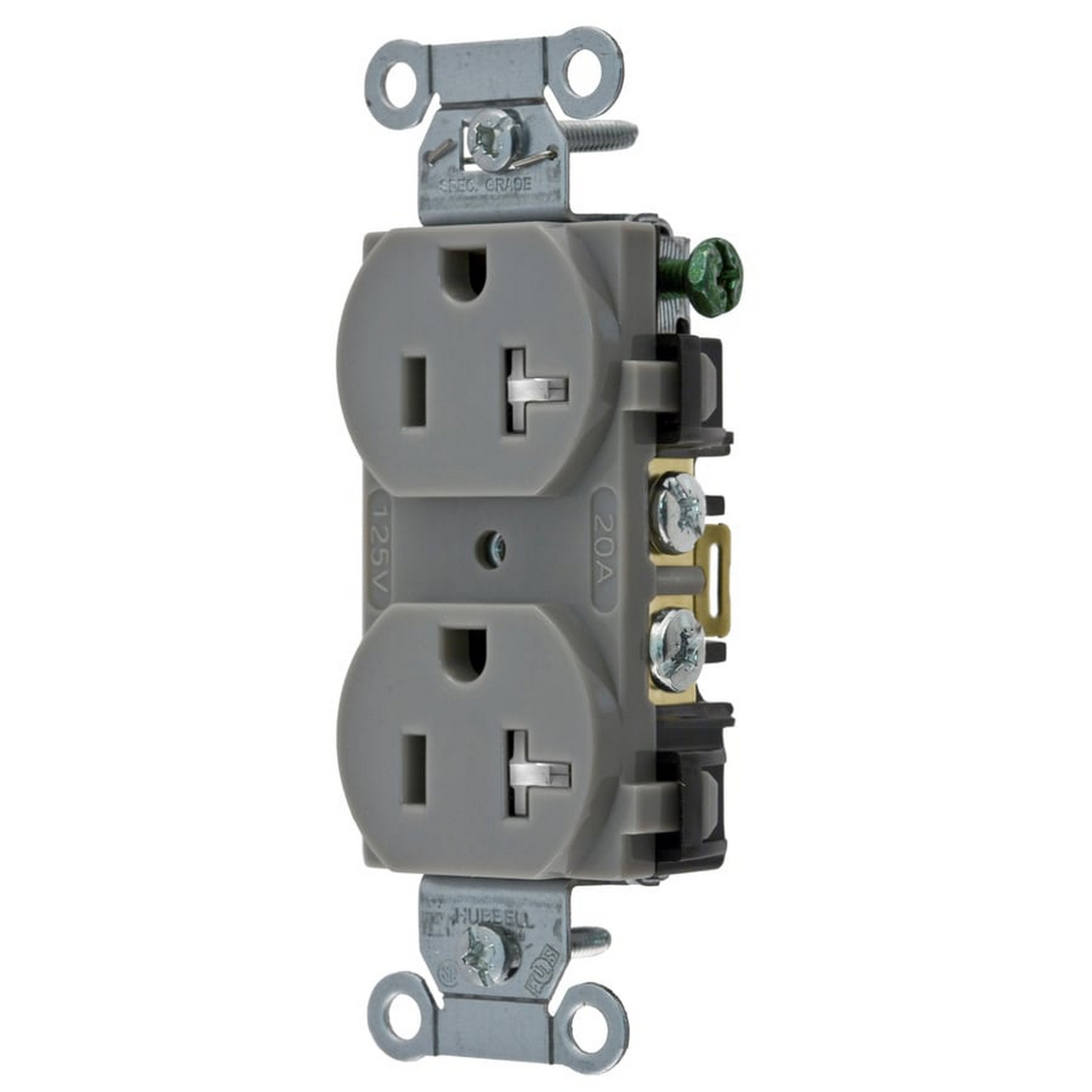 Hubbell Gray Commercial Tamper Resistant Receptacle Outlet 20A BR20GYTR