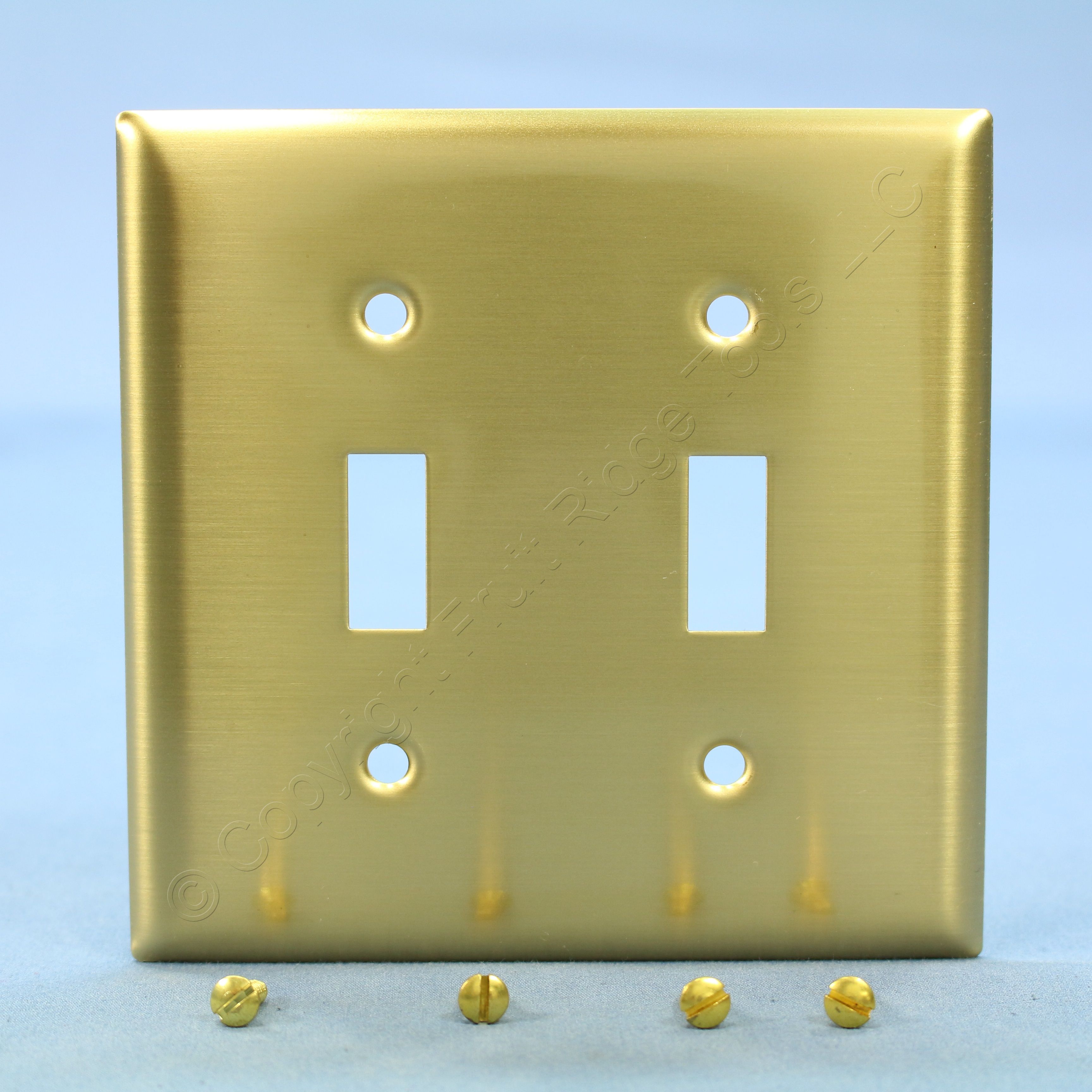 Hubbell Smooth Metal Brass 2Gang Toggle Switch Cover Wallplate