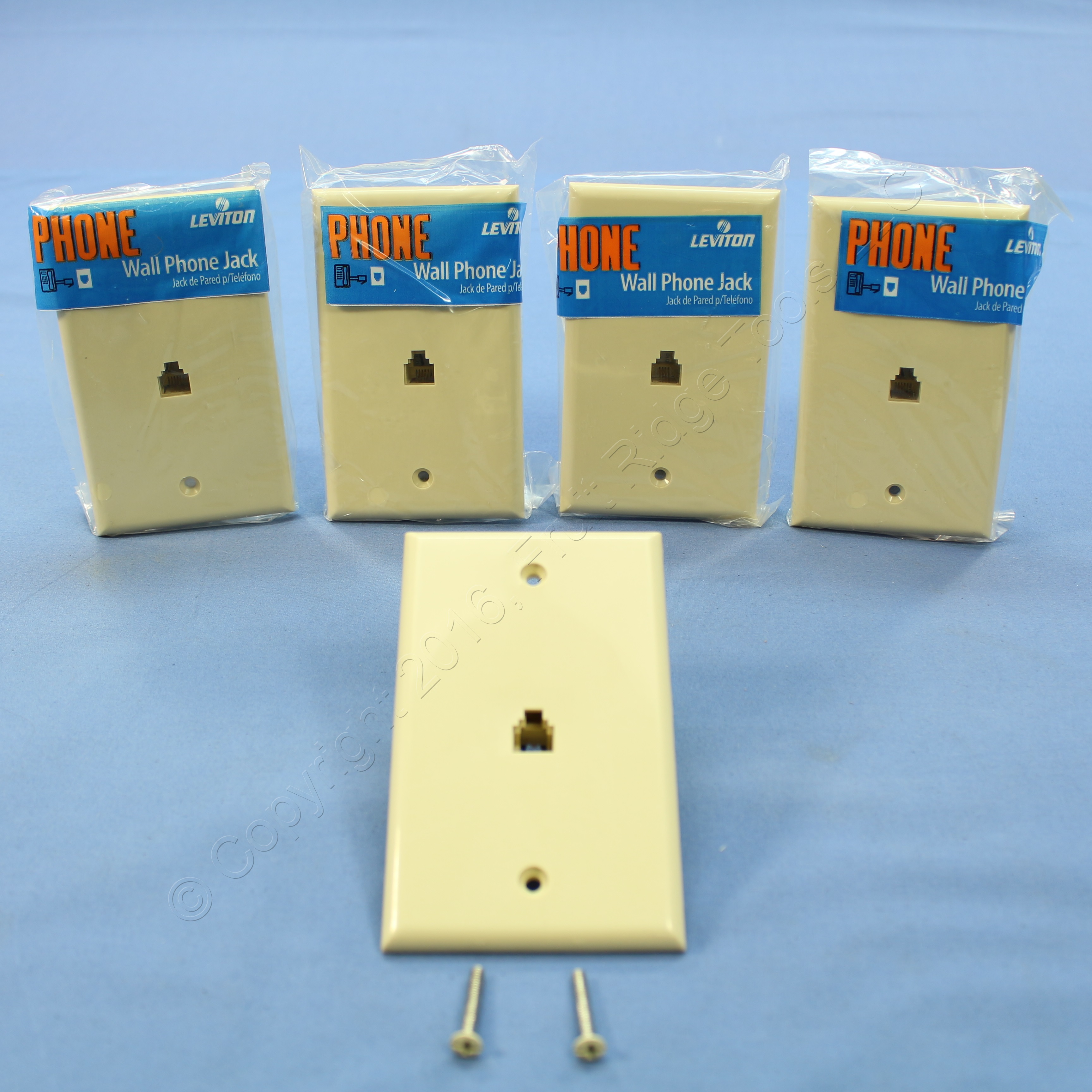 5 New Leviton Ivory 4Wire Phone Jack Wallplates RJ11 Modular Telephone