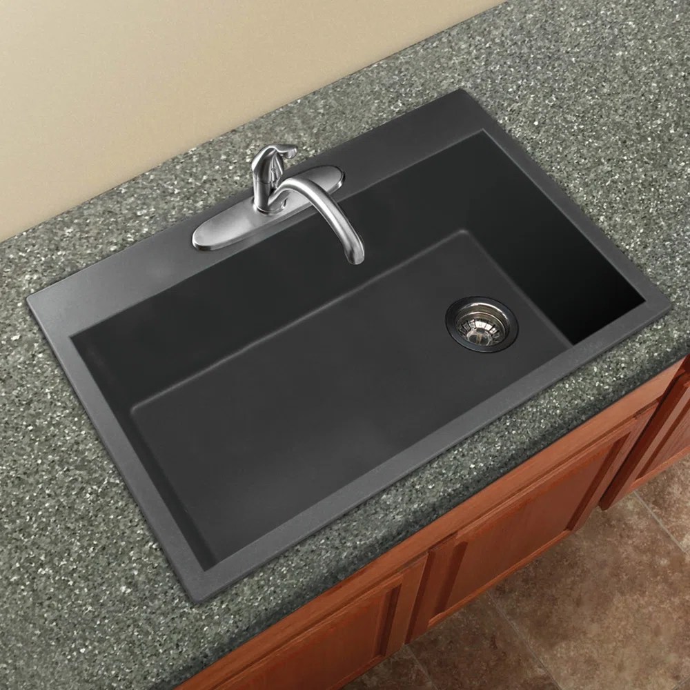 Granite Single Bowl Kitchen Sink Transolid Radius 33" x 22" Granite Single Bowl Dropin Kitchen Sink