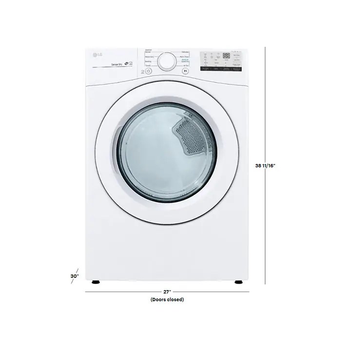 LG 7.4 Cu.Ft. Stackable Electric Dryer with FlowSense White BB21473501