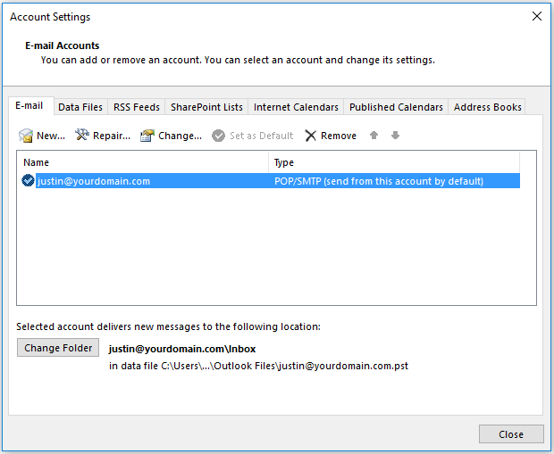 Updating an Email account in Outlook 2013 Knowledgebase Springs Hosting