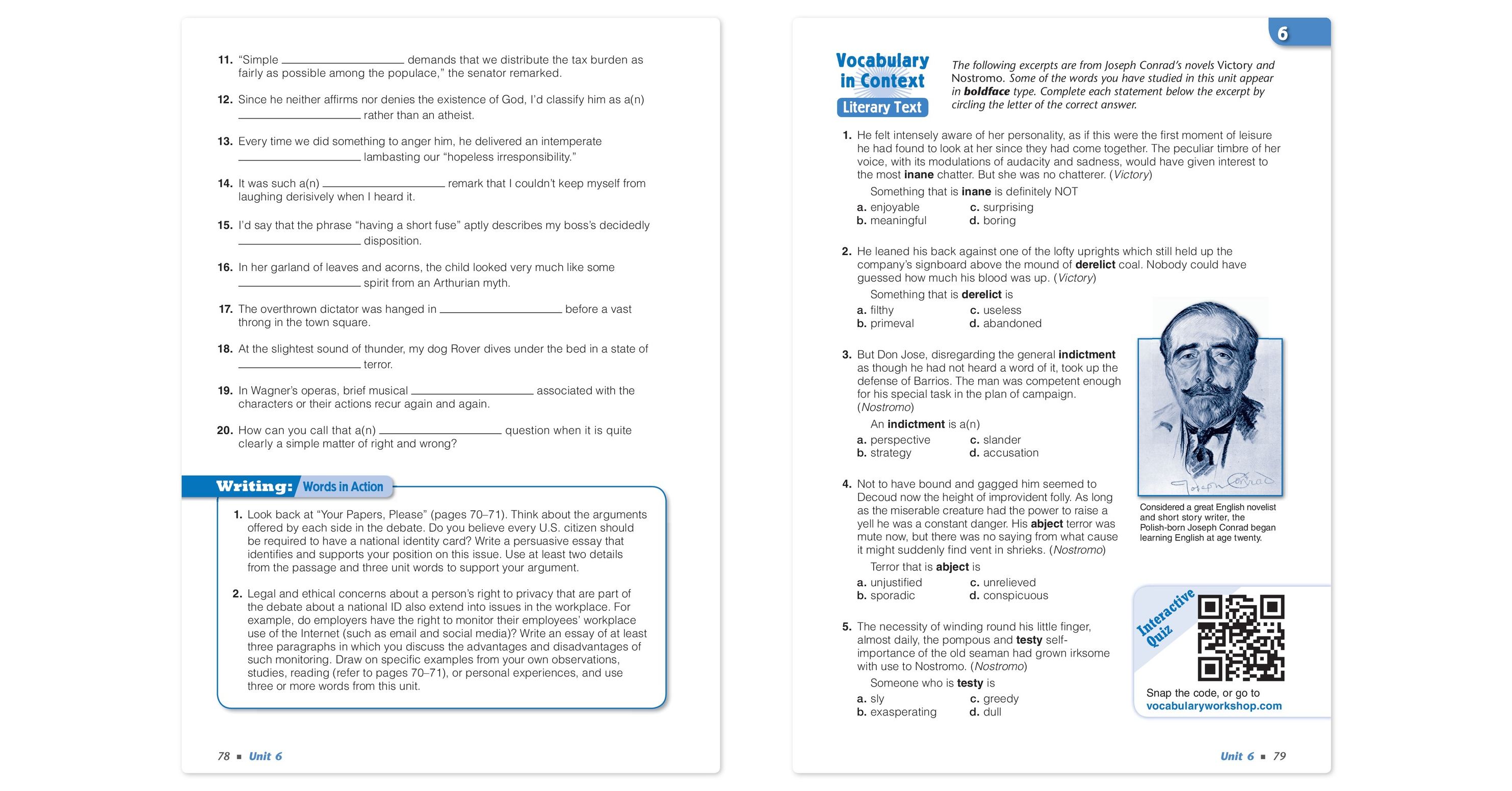 Vocabulary Enriched Edition, Level G (Grade 12), Student Edition