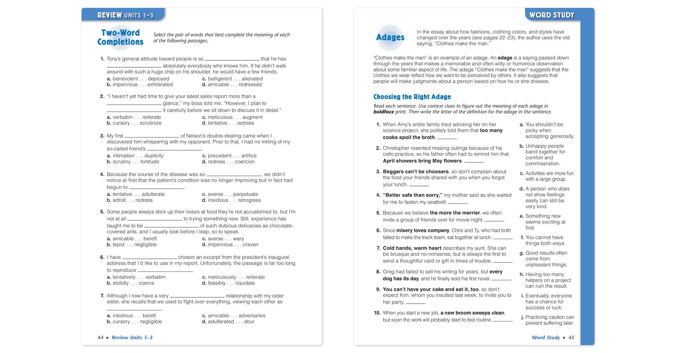 Vocabulary Enriched Edition, Level E (Grade 10), Student Edition