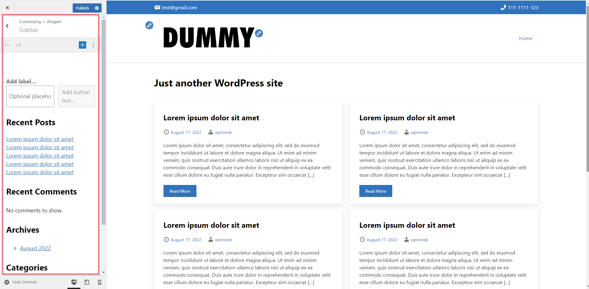 How to add the Sidebar Widget? WP Minds Growth Theme
