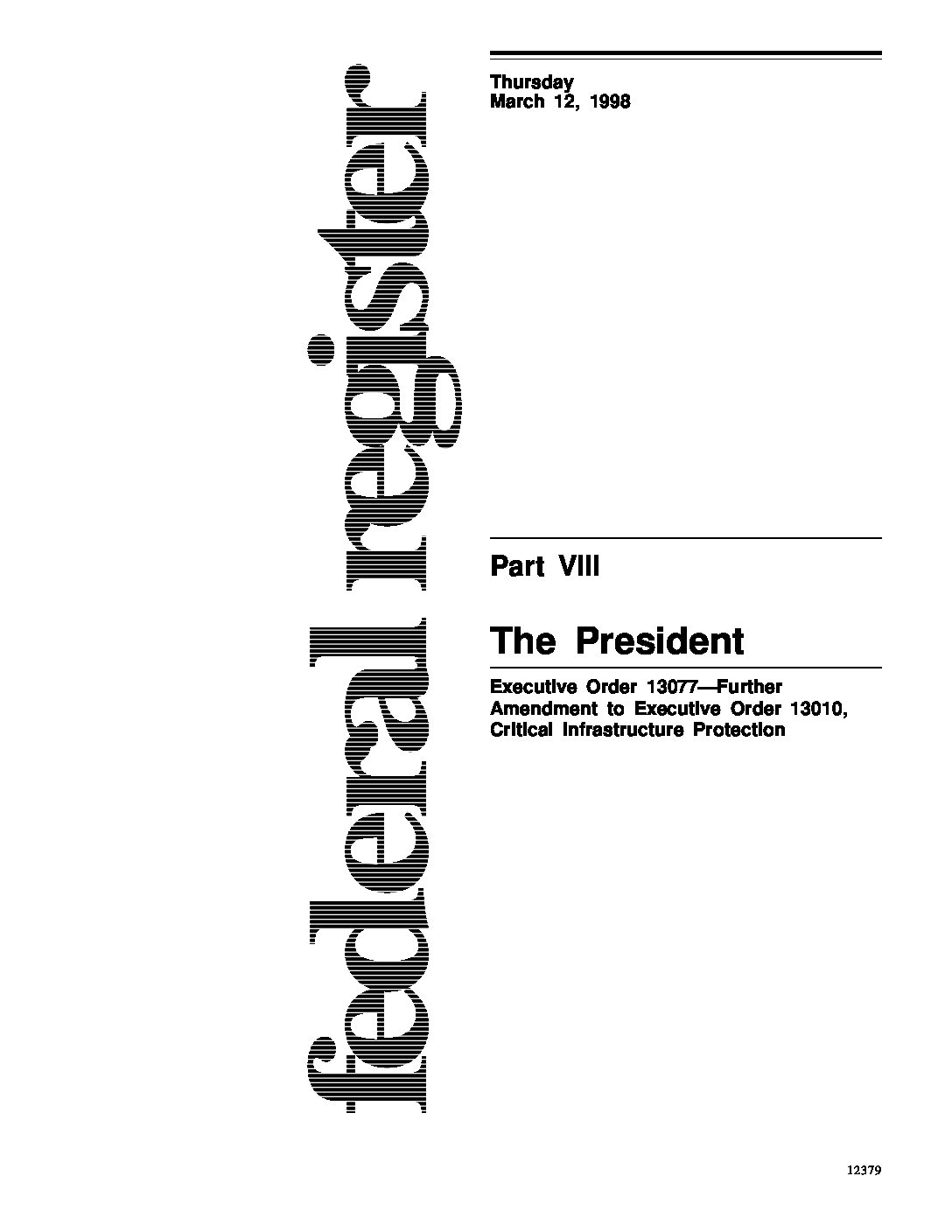 ExecutiveOrder13077pdf Secure the Grid