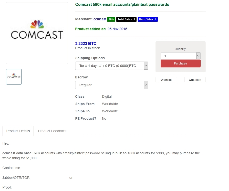 200 000 Comcast Login Credentials Available On The Dark