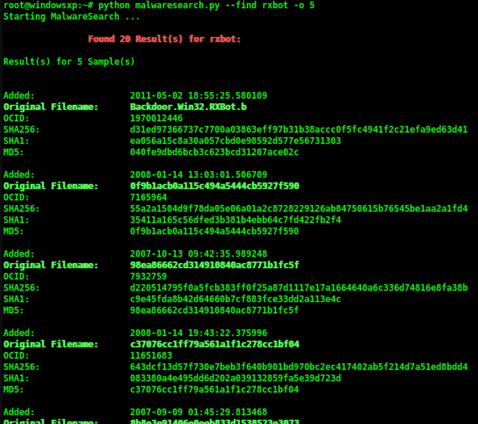 Malwaresearch – A command line tool to find malware on Openmalware ...