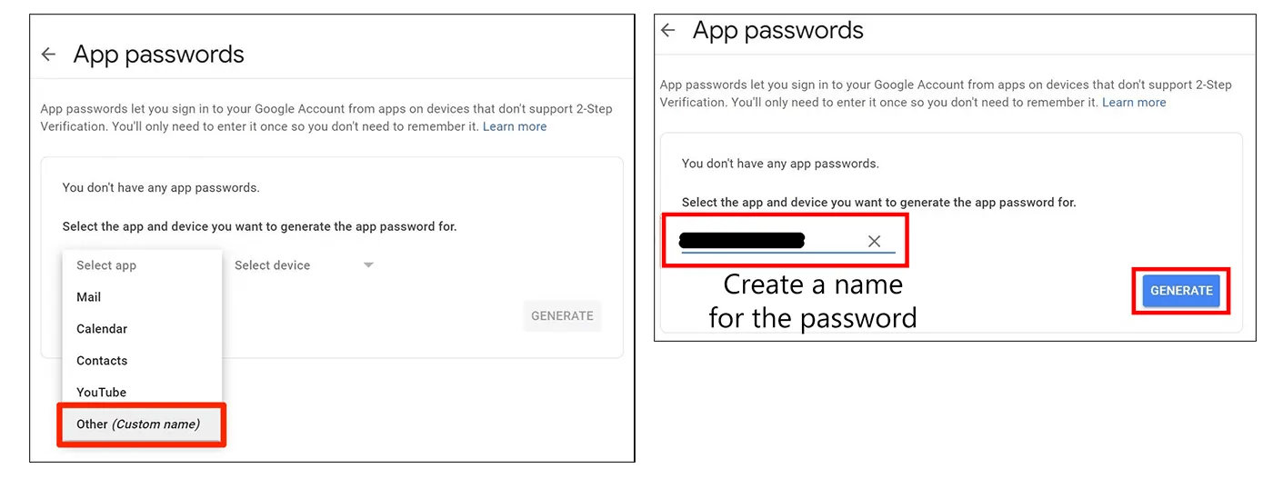 How to create an App Password for your Gmail account (that can be used
