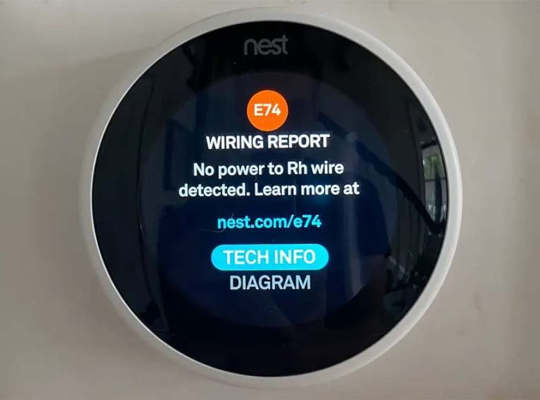 Nest E74 Error Message No Power to RH Wire ???