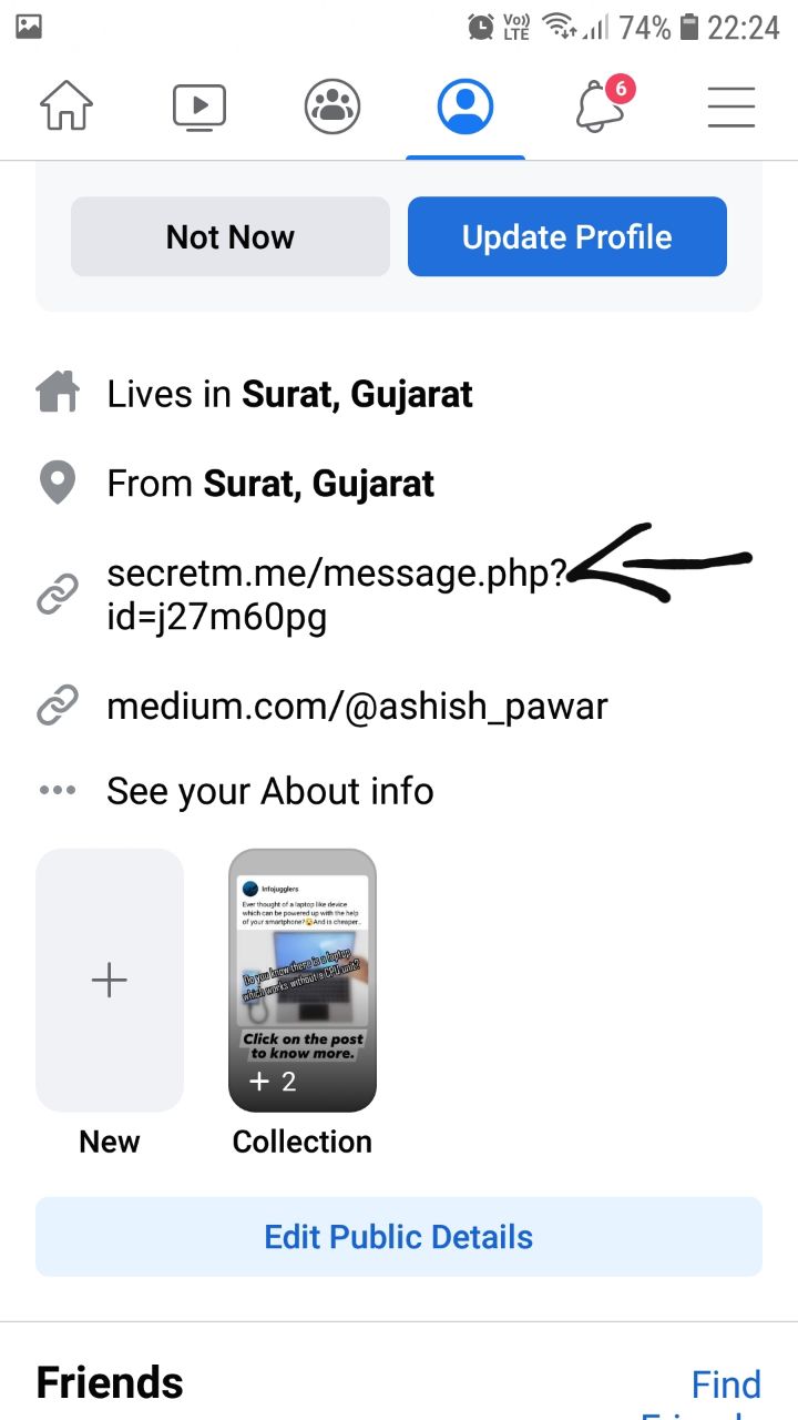 How to Put a Secret Message Link on Your Facebook Profile?