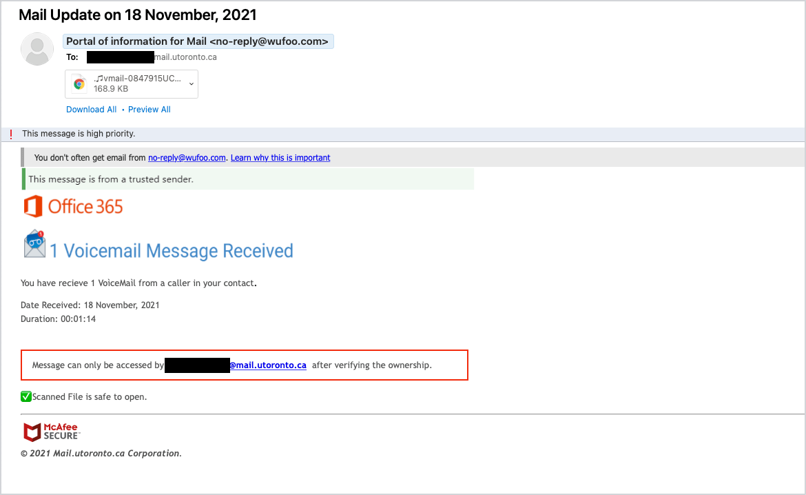 [Phish] Mail Update on 18 November, 2021 Security MattersSecurity Matters