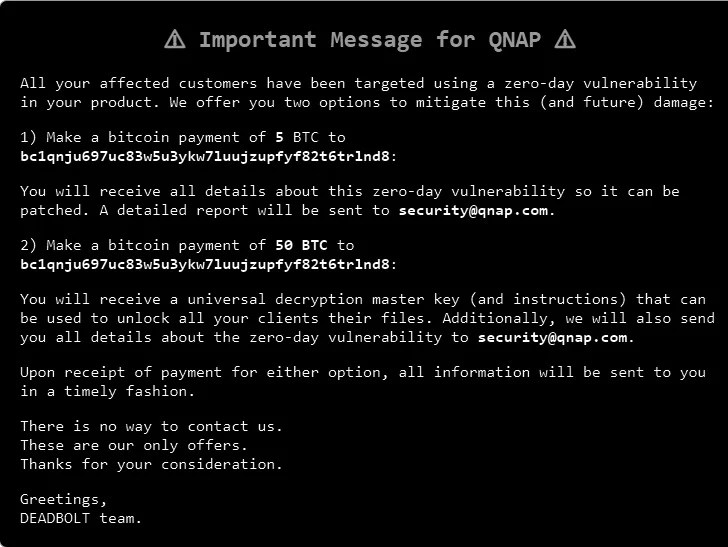 DeadBolt ransomware is threatening QNAP users