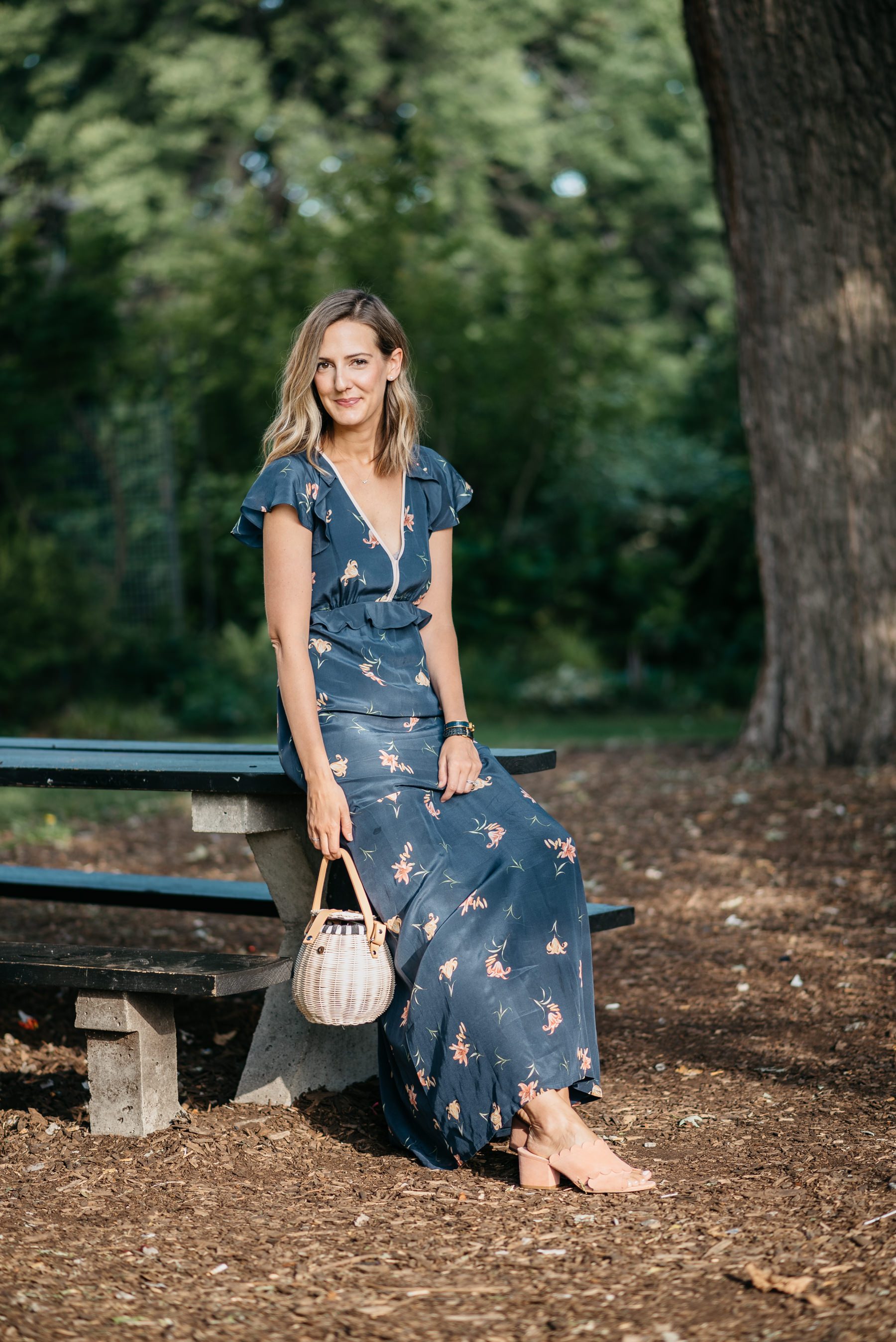 how to wear and transition a floral maxi dress from summer to fall