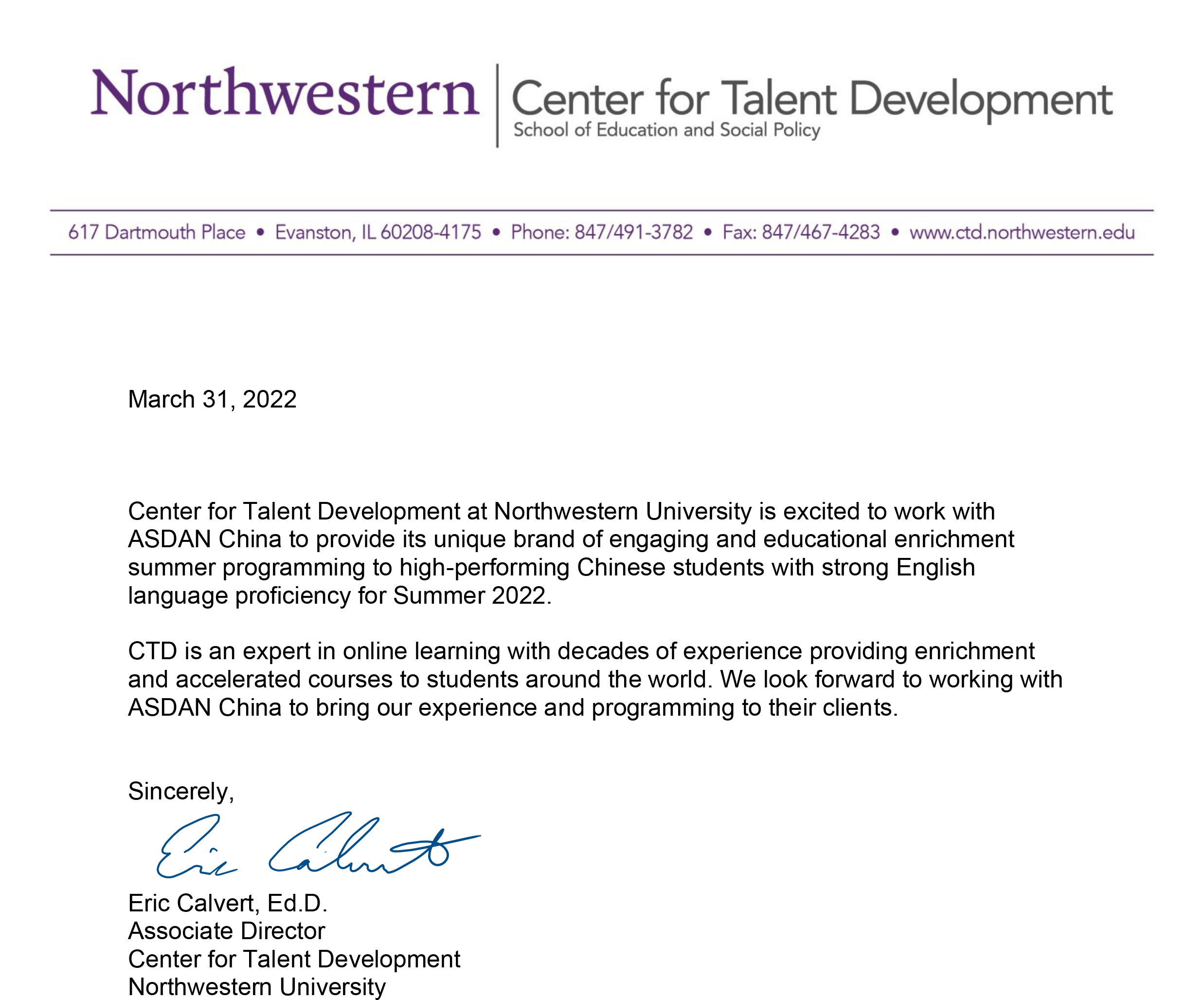 ctd northwestern summer 2023 Northwestern Center For Talent Development - 阿思丹（Asdan China）—赋能受益终身的核心素养