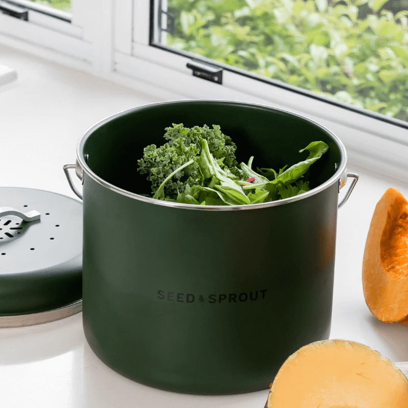 Countertop Kitchen Compost Bin Moss Green Zero Odours