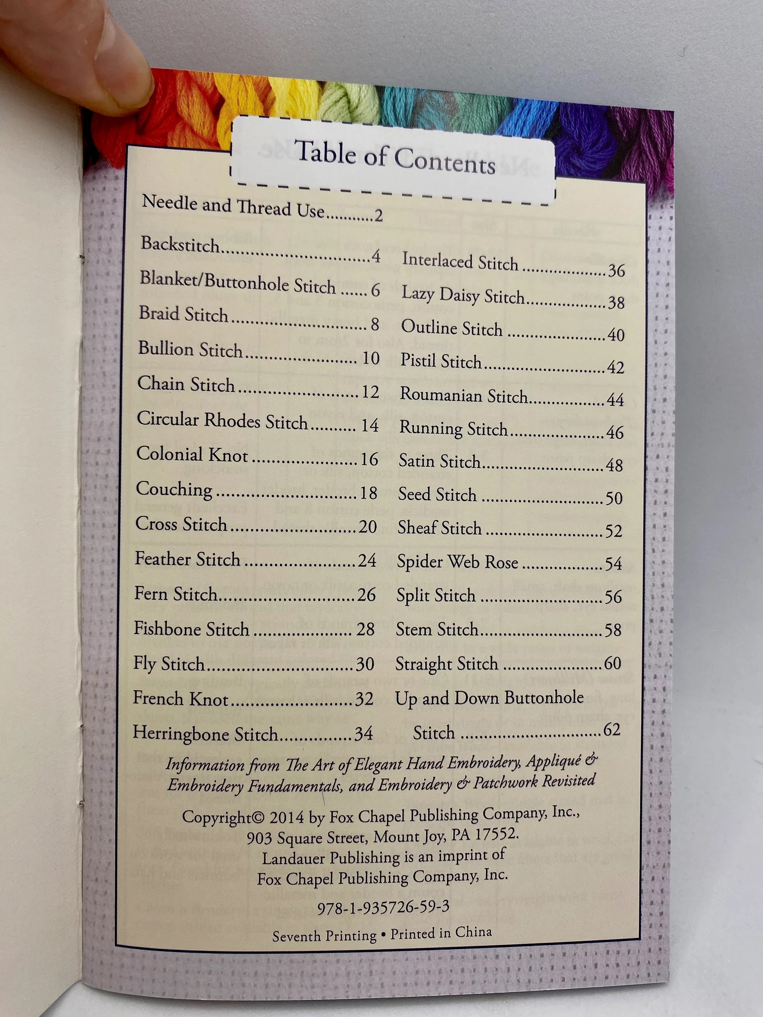 Hand Embroidery Stitches AtAGlance by Janice Caine Seed Stitch Studio