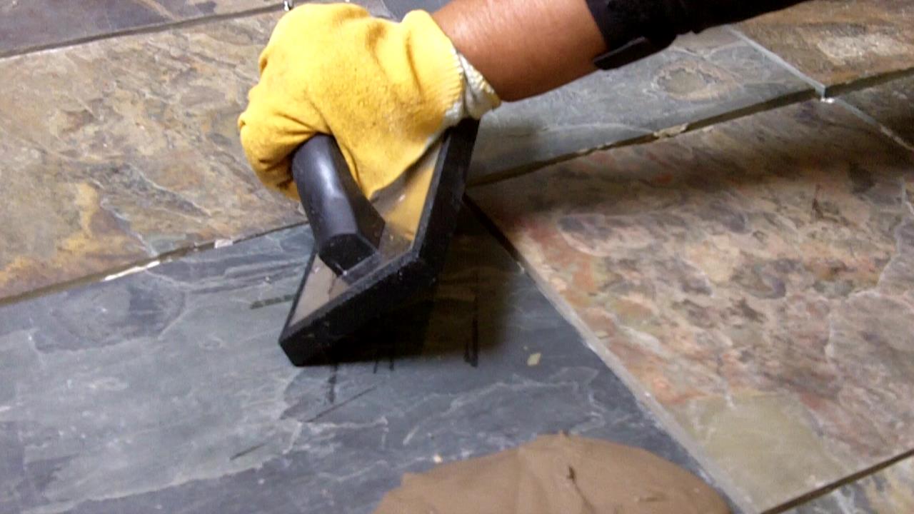 See Jane Drill How to Grout Slate Tile