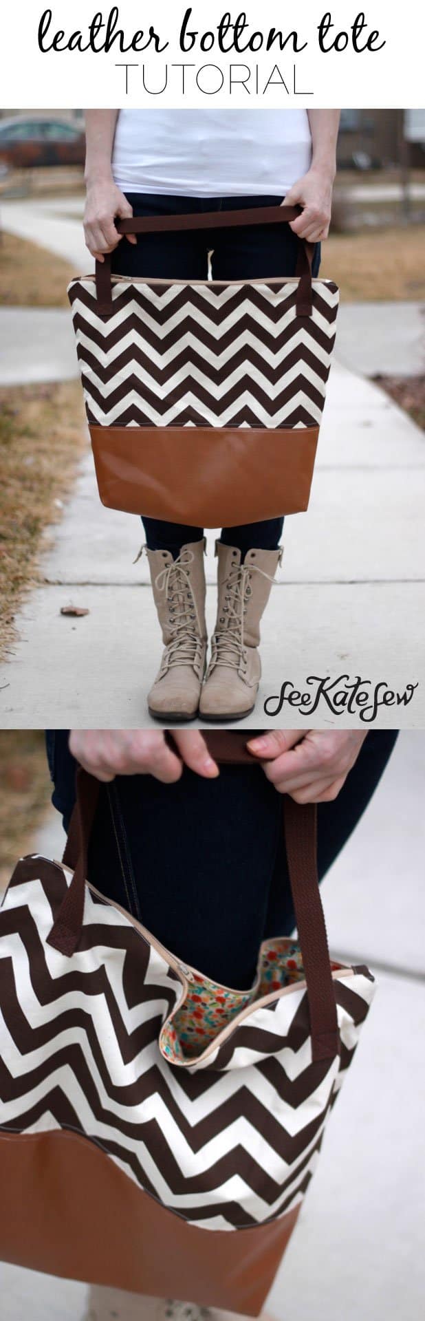 Leather Bottom Tote Tutorial see kate sew