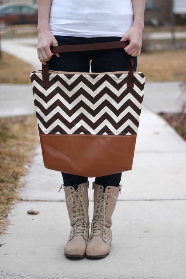 Leather Bottom Tote Tutorial see kate sew