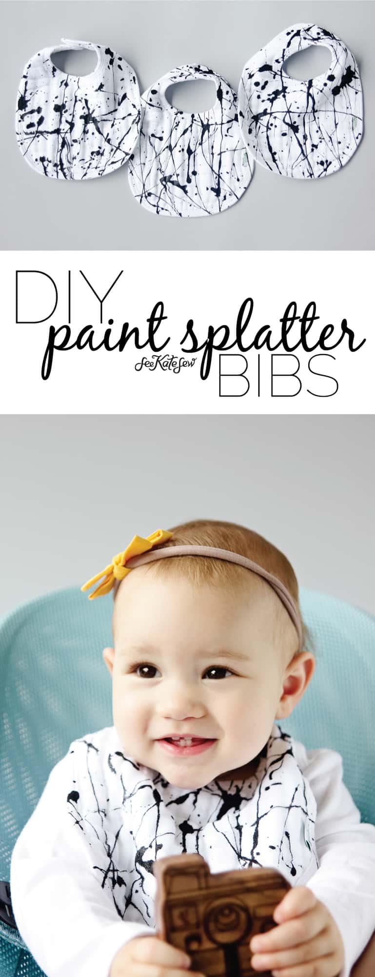 Paint Splatter DIY Baby Bibs see kate sew