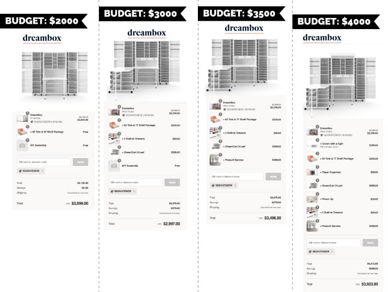 DreamBox Budgets 5 ways to build a DreamBox! see kate sew