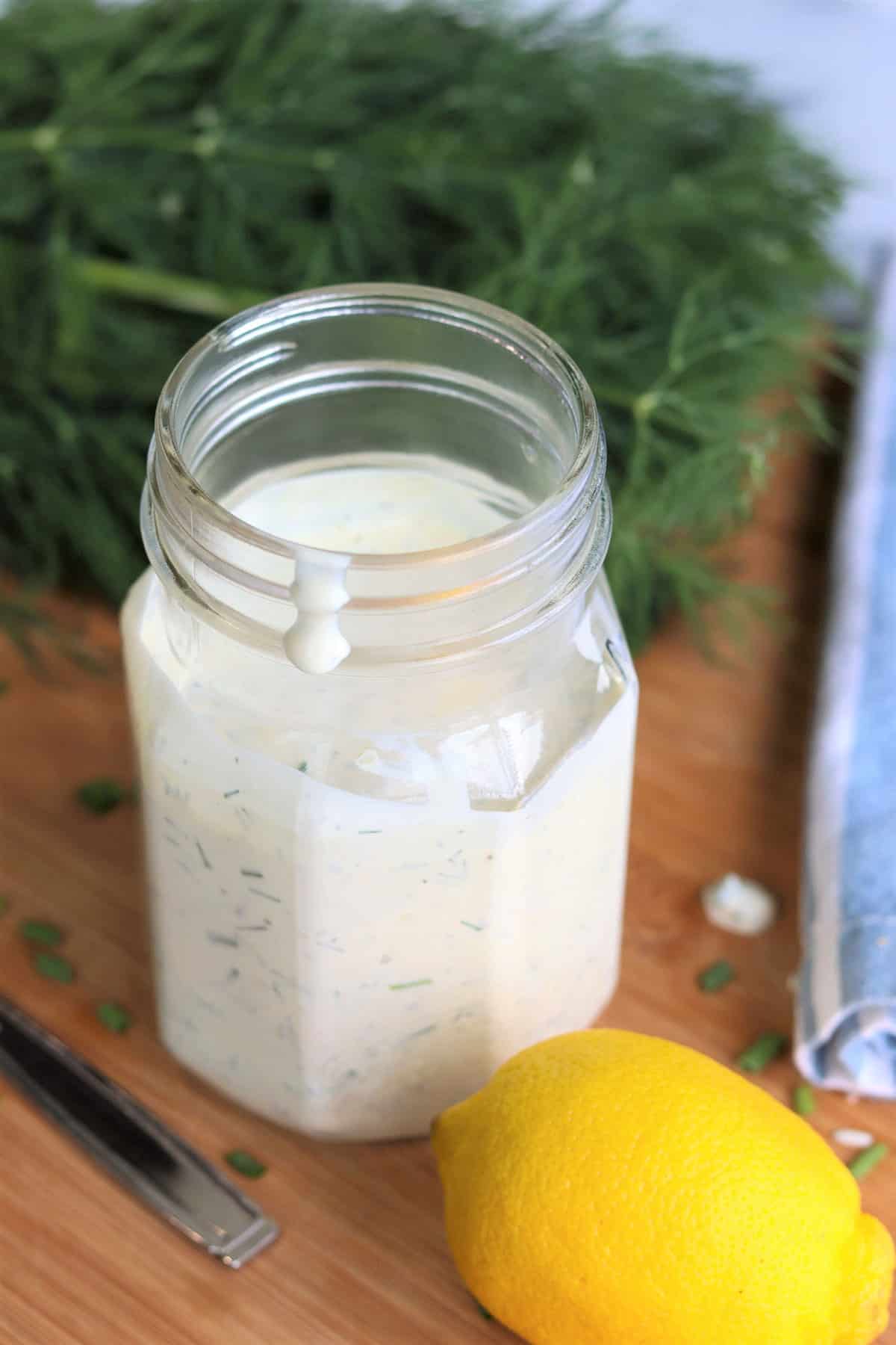 Best Creamy Dill Sauce and Dressing with Cucumber and Lemon