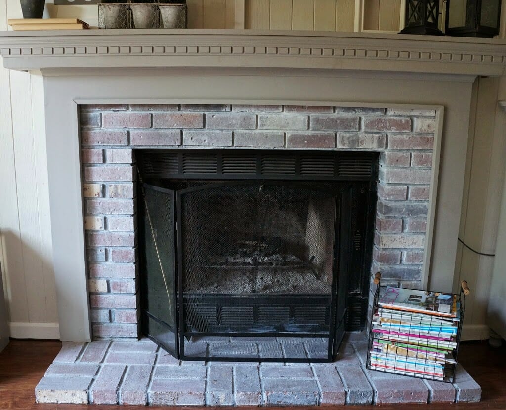 New Year New Room ChallengeRewhitewashing the Brick Fireplace
