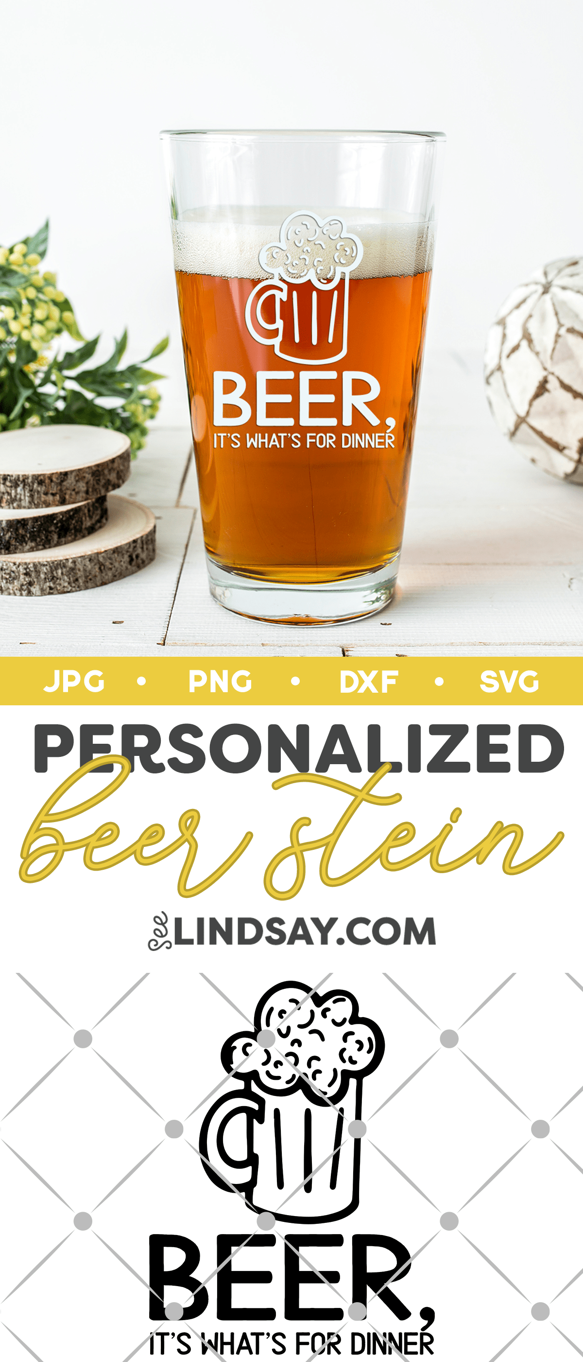 Free Beer SVG Files "It's What's For Dinner" seeLINDSAY