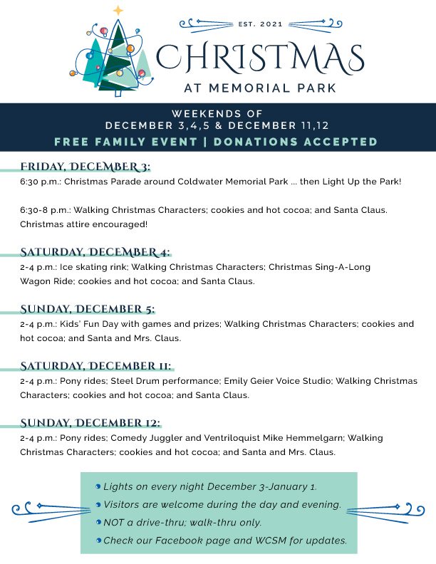 Christmas Lights at Coldwater Memorial Park Greater Grand Lake