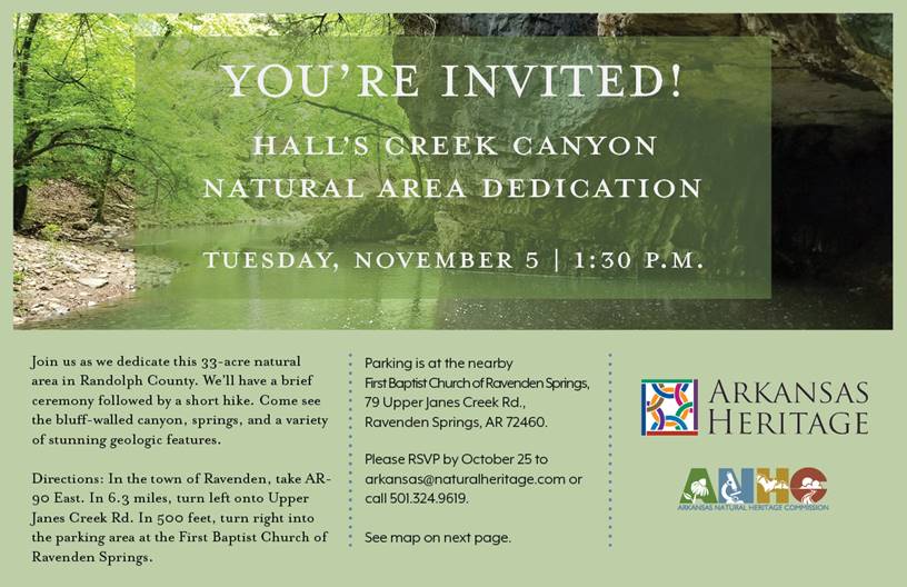Hall's Creek Canyon Natural Area Dedication Randolph County Tourism