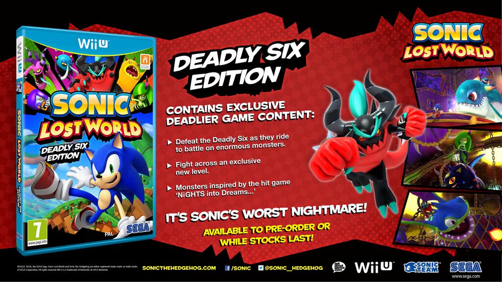 UPDATE Sonic Lost World Deadly Six Bonus Edition officially revealed for Wii U » SEGAbits 1