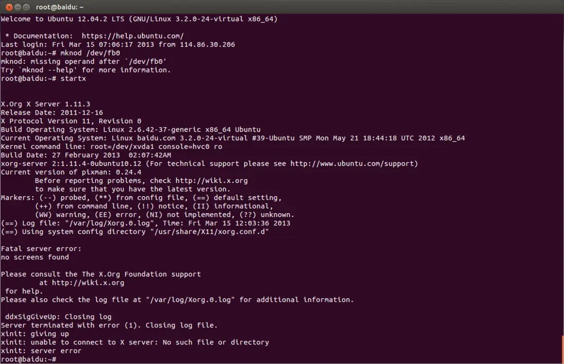 linux Fatal server error no screens found SegmentFault 思否
