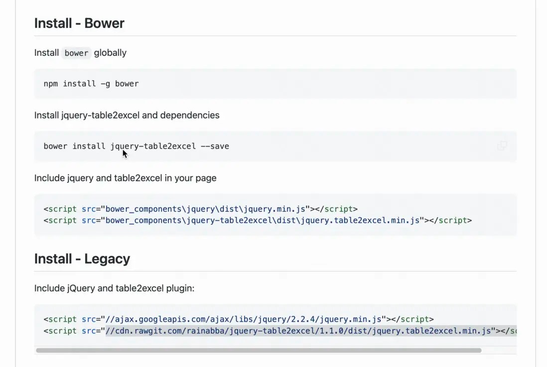 javascript jquerytable2excel.js在哪里有官方下载？ SegmentFault 思否