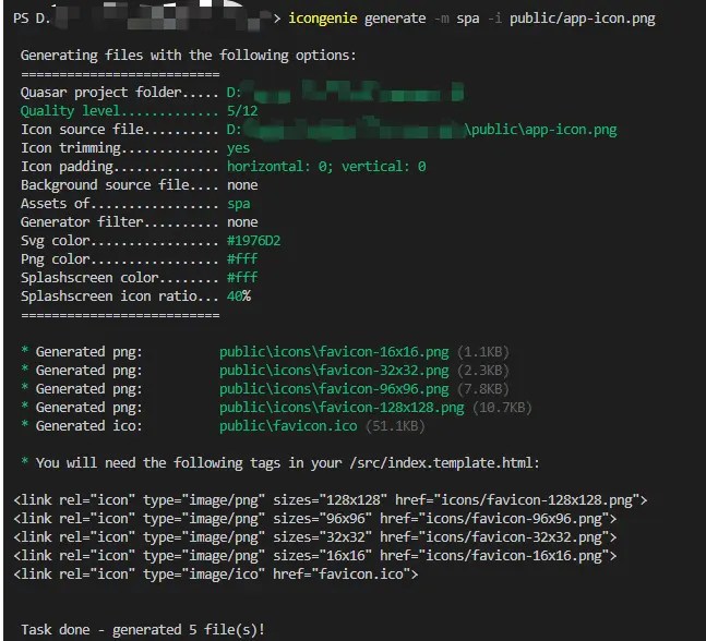 前端 quasar Icon Genie CLI 自动生成图标 安装使用过程 北堂棣的随记 SegmentFault 思否