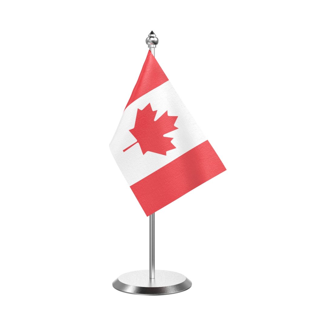 Canada Table Flag With Stainless Steel Base and Pole Seher Flags