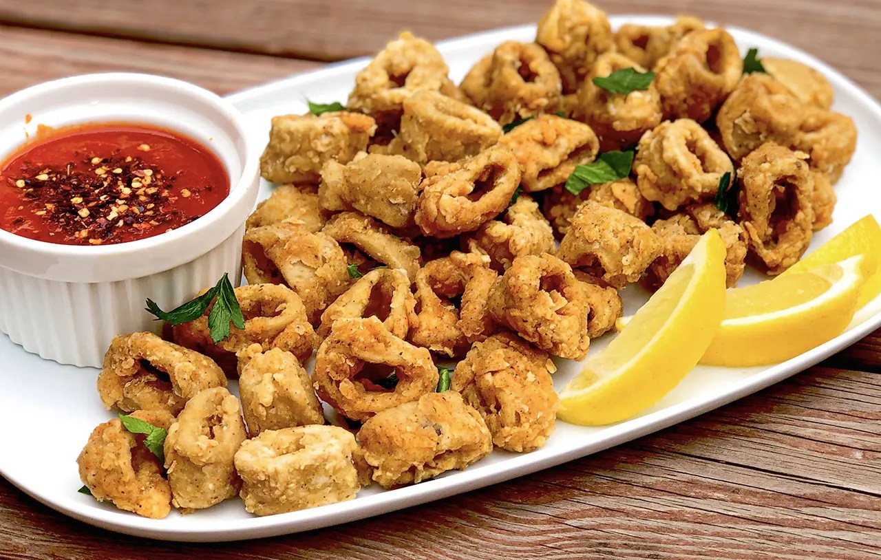Vegan Fried Calamari Washed Flour Seitan with Starch Water Batter
