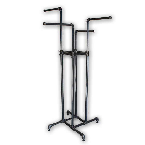 Pipe 4 Way Rack in Raw Steel Selby Store Fixtures