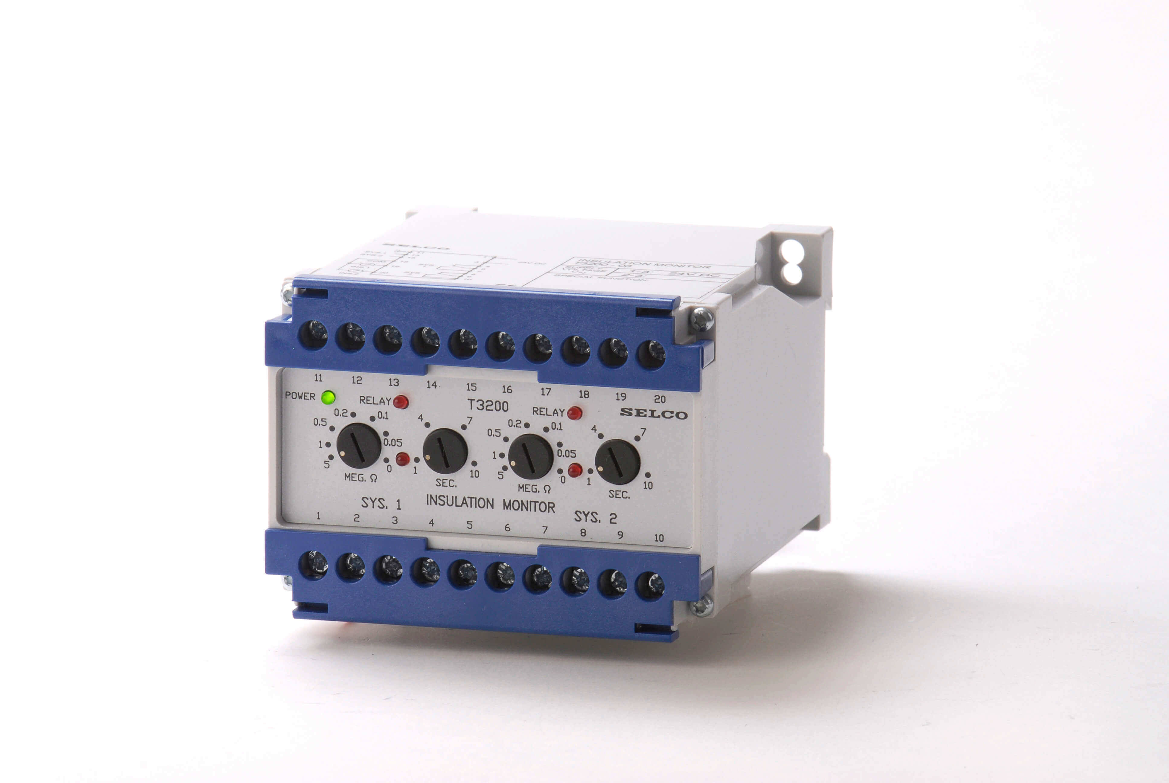 T3200 Insulation Monitoring Relay, DinRail Mounted, SELCO USA