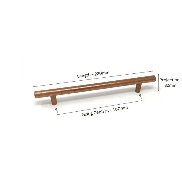 160mm Copper TBar Kitchen Cupboard Handle Select Components
