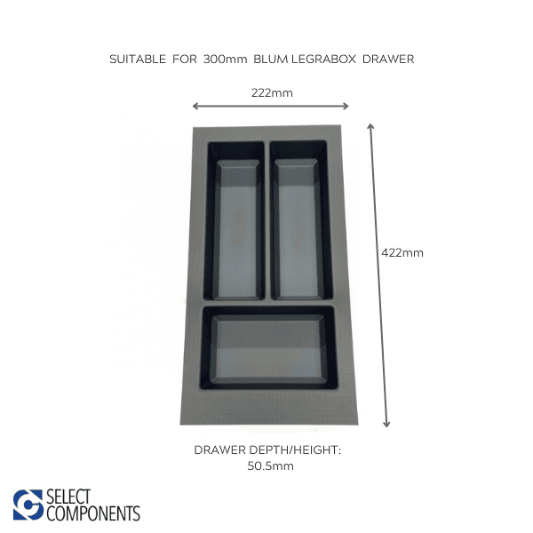 Blum Legrabox Cutlery Trays Organiser for 300mm Drawer Grey Select